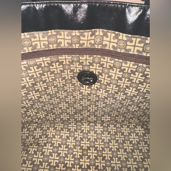 Tory Burch Black Patent Leather Large Hand Bag Shoulder Tote - Picture 10 of 15